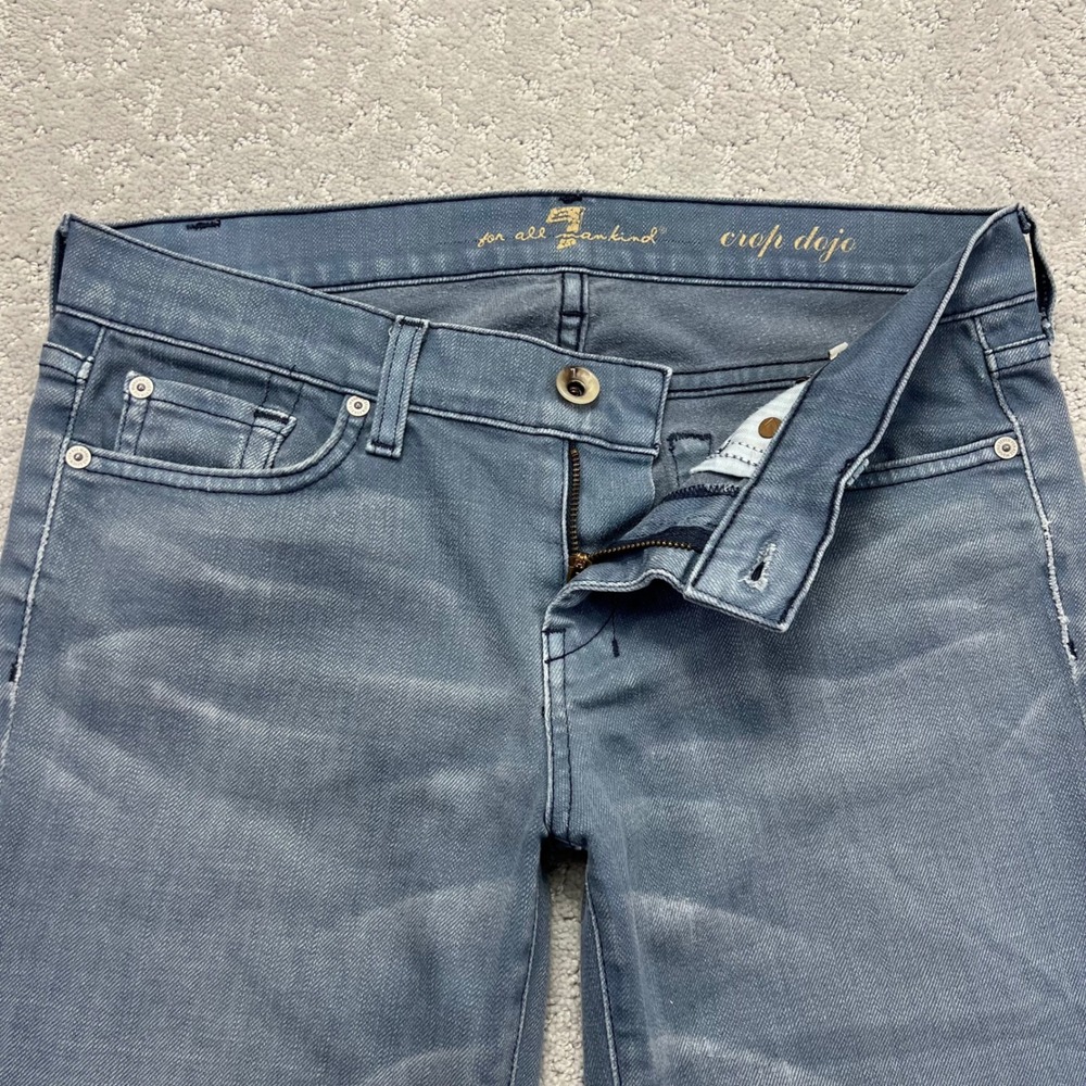 VINTAGE 7 For All Mankind Crop Dojo Jeans Women 29 Blue Denim Capri Low Rise USA